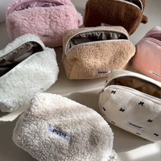 Pouch Make Up Chần Bông Dày Đính Nơ Pepper Clothing Túi Đựng Mỹ Phẩm Hộp Bút Viết Đồ Dùng Cá Nhân Xinh Xắn - Pouch