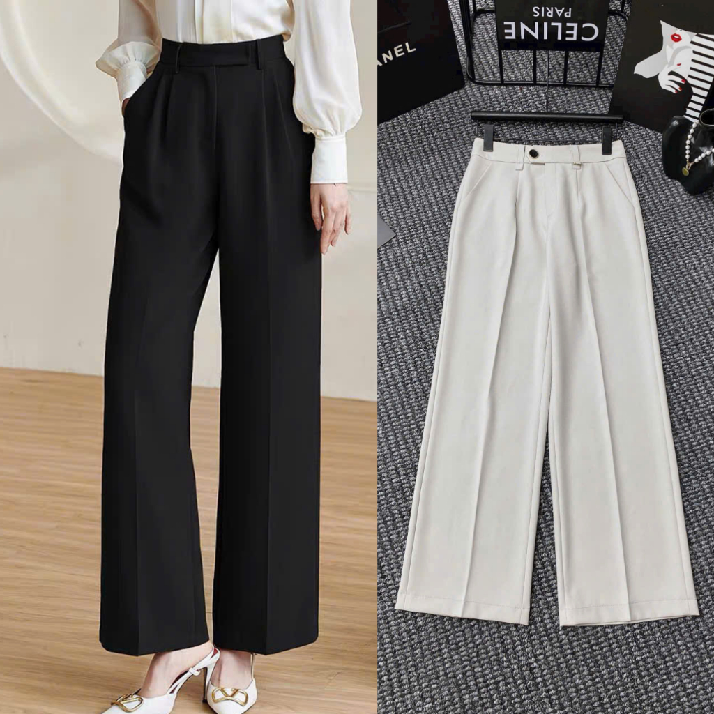 Quần ống suông ống rộng công sở cao cấp chất vải mát ống quần rộng fom cơ bản dễ phối đồ Q258 | BigBuy360 - bigbuy360.vn