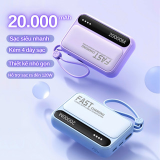 Cục sạc dự phòng 20000mah sạc nhanh 22.5W chính hãng kèm dây USB Type C L.N Micro màn hình LED
