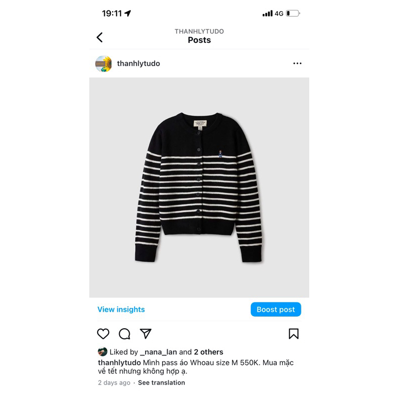 Áo whoau size M