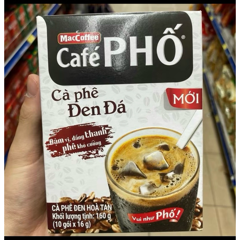 CAFE PHỐ đen đá hộp 160g (hộp 10goix16g)date mới