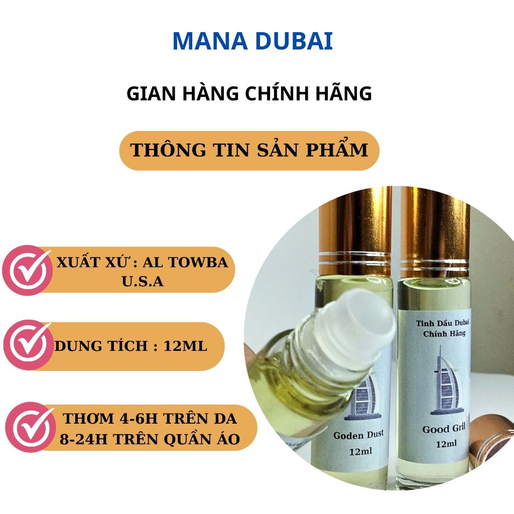 Tinh dầu nước hoa manadubai nữ nam 12ml dạng lăn thơm lâu 24h trên quần áo | BigBuy360 - bigbuy360.vn