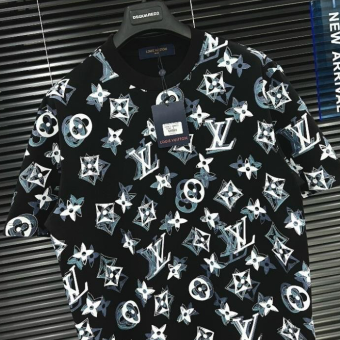 Áo thun L.V phối hoạ tiết monogram chất liệu cotton siêu mềm mịn form rộng dáng unisex cực đẹp hot 2025