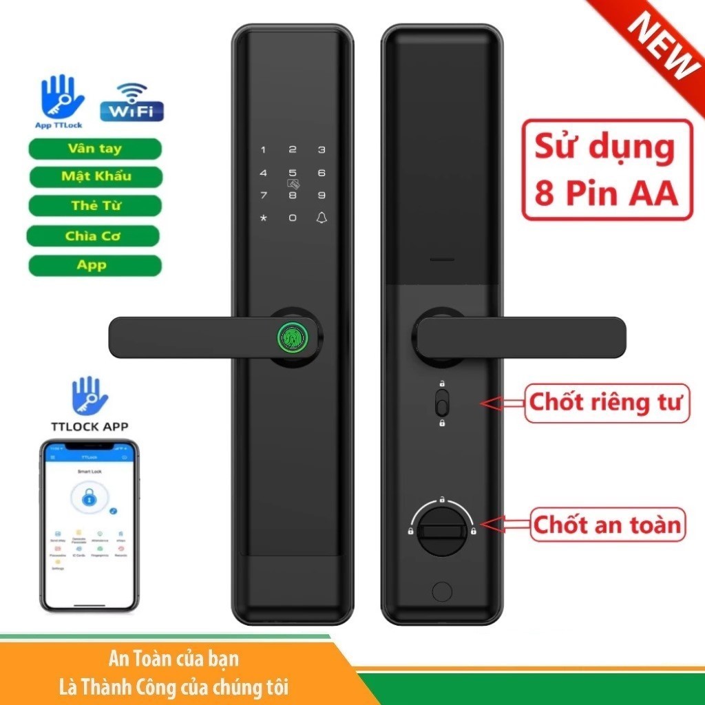 [Mã: G4] Khóa cửa Gỗ App TTLock