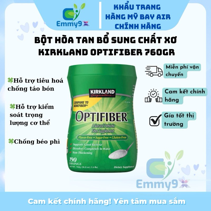 🇺🇸[2026]Bột Hòa Tan Bổ Sung Chất Xơ Kirkland Optifiber 760g hỗ trợ tiêu hoá,chống táo bón-Emmy9x