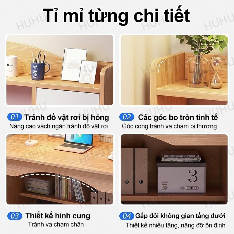 HUHU Bàn Học Sinh Viên Có Kệ Sách Kệ sách gỗ có thể đặt máy tính đa chức năng lưu trữ | BigBuy360 - bigbuy360.vn
