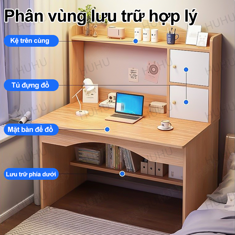 HUHU Bàn Học Sinh Viên Có Kệ Sách Kệ sách gỗ có thể đặt máy tính đa chức năng lưu trữ | BigBuy360 - bigbuy360.vn