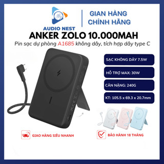 Pin Dự Phòng Không Dây Anker Zolo A1685 30W Tích Hợp Dây Type - C - Bảo Hành 18 Tháng.
