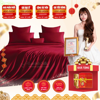 Bộ Chăn Ga Gối Đỏ Đô Phi Lụa Lavish Silk Cao Cấp Mát Lạnh Hàng Loại 1 - CG024