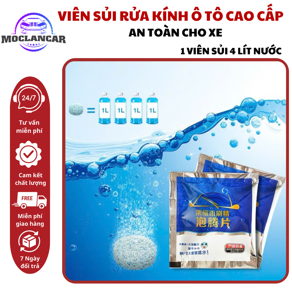 ( Bán Sỉ ) Viên Sủi Rửa Kính Xe Ô Tô - Làm Sạch Kính Xe Hơi (1 Viên = 4L Nước)