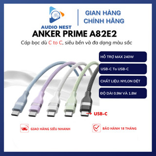 Cáp Sạc Anker Nano Bọc Dù USB-C To USB-C 240w A82E2 - Bảo Hành 18 Tháng