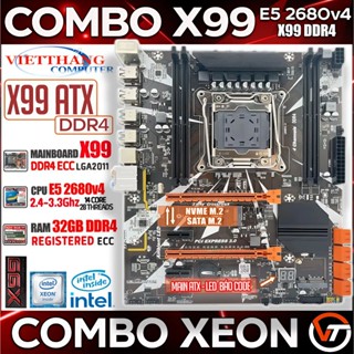 Combo X99 Form ATX DDR4 Chạy giả lập - Main X99 DDR4 OEM + CPU Xeon E5 2680v4 14 Nhân 28 luồng
