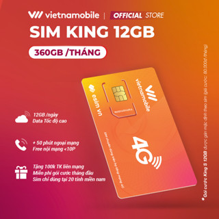 Sim KingS Vietnamobile 12GB/Ngày (360GB/Tháng) + 60P Gọi Ngoại Mạng + Nội Mạng + TK 120K Sim CHỈ DÙNG Ở 20 Tỉnh Miền Nam