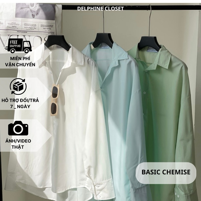 [DELPHINE] Áo sơmi basic phối được nhiều kiểu đồ | BASIC CHEMISE