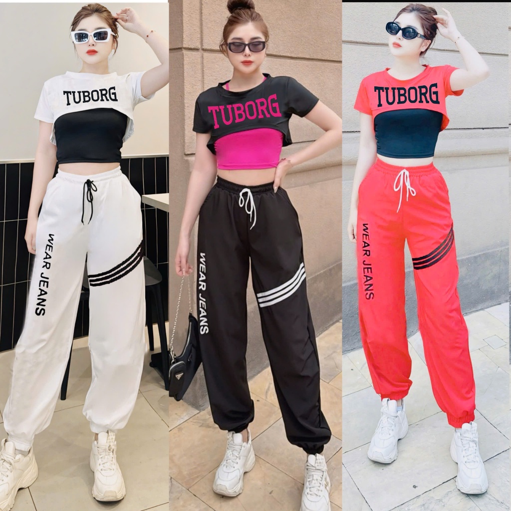 bộ thể thao 3 trong 1, quần chất gió áo chất thun, tập zumba gym aerobic dance (QUẦN WEAR +ÁO SAVAGE