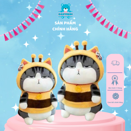 CÓ SẴN - Gấu Bông Mèo Vua Ong Đáng Yêu - Gấu Bông Mèo Vua Ong Cute - Gấu Cao Cấp - GẤU YÊU ƠI