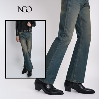 Quần jeans nam ống loe dày dặn Xanh Bụi Bặm NGOclothing - Vintage Blue Flare Jeans