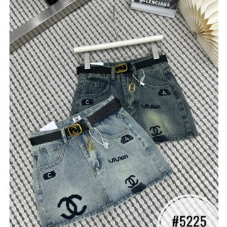  Chân váy ngắn jeans denim bò thêu chữ C kèm đai Mía QCCC QCL1 CV0236 #5225 