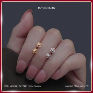 Khuyên tai bạc nữ hoa năm cánh Duyson Silver , bông tai bạc Ý 925 mạ vàng (Giá bán/1 chiếc) KNXK37