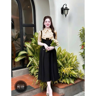Đầm Giả Yếm Nơ Cổ Phối Màu Big Size 60-95kg ( Big Size Huỳnh Ngọc )