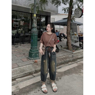 Quần Jeans Baggy Nữ Rách Gối Dáng Bom Rộng, Cạp Cao Chất Jeans Mềm Thoải Mái  - Kèm Ảnh Thật Women