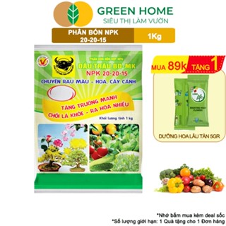 Phân Bón NPK 20-20-15, Greenhome, Đầu Trâu, 1Kg, Chuyên Hoa, Cây Cảnh Giúp Ra Hoa, Hoa Đẹp, Lâu Tàn