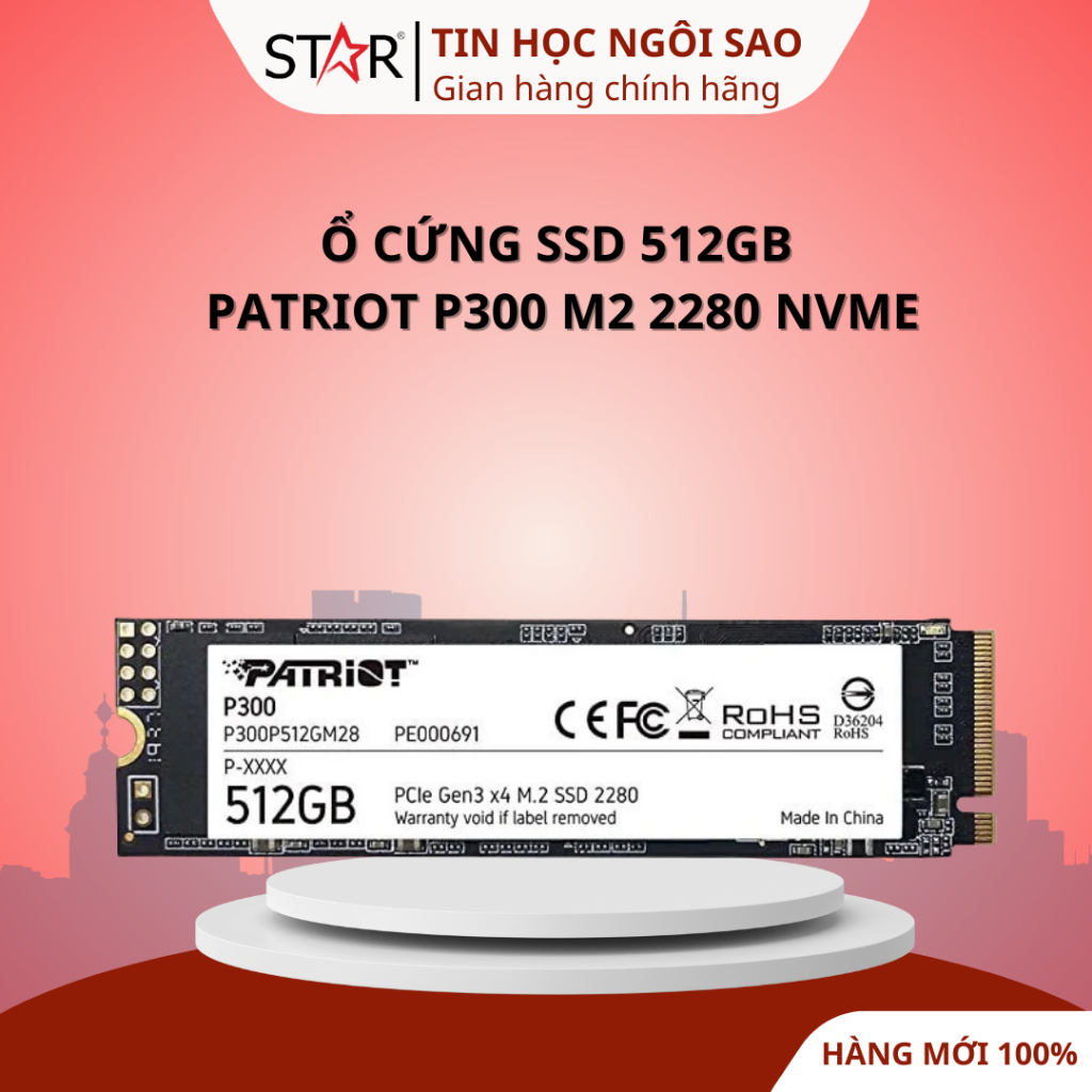 Ổ Cứng SSD 256GB/ 512GB/ 1TB Patriot P300 M2 2280 NVMe - Bảo hành 36 tháng
