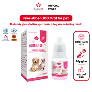 [10 ml] Five-Alben.100 Oral for pet Thuốc tẩy giun sán, tẩy sạch cả ấu trùng và con trưởng thành
