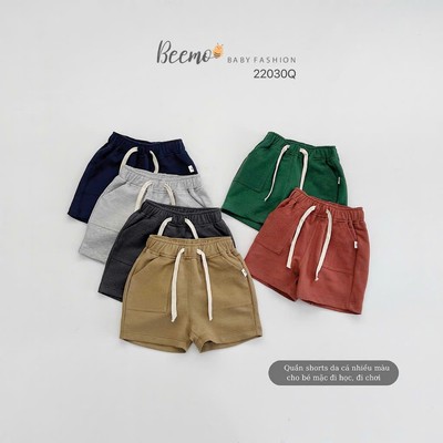 Quần đùi cho bé Beemo form nhỏ túi vải cotton co giãn cho bé mặc đi học, đi chơi  22030Q