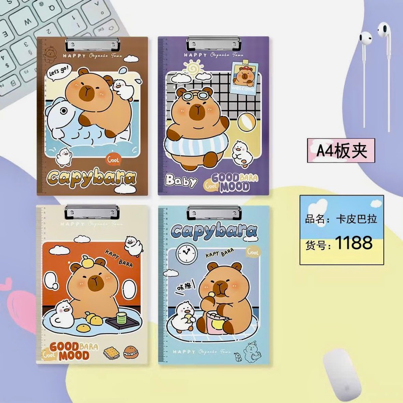 File Bìa Kẹp Tài Liệu A4 Baby three Capybara Labubu / Trình Kí BB3 Sanrio Cute Kèm Thước Kẻ Kẹp Giấy