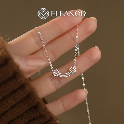 Dây chuyền bạc nữ Eleanor Accessories mặt cong vòng cổ sợi mắt xích phụ kiện trang sức 9303