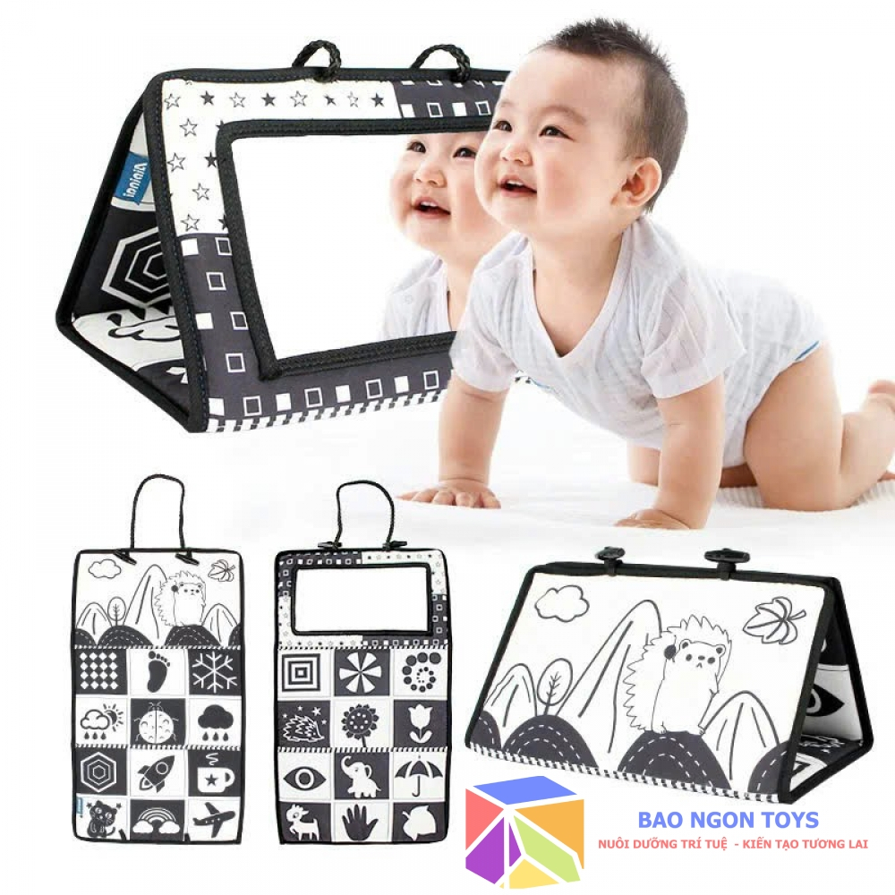Thảm vải kèm gương tương tác kích thích bé tập bò, lẫy và phát triển thị giác, trí não - BAO NGON TO