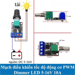 Mạch điều tốc động cơ DC 10A 5-16V (Mạch băm xung PWM), chỉnh độ sáng đèn Led