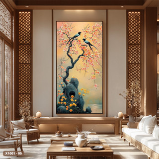 Tranh Canvas Indochine Khổ Dọc Phong Cách Đông Dương Hiện Đại - K.Thước từ 60x120 (cm)