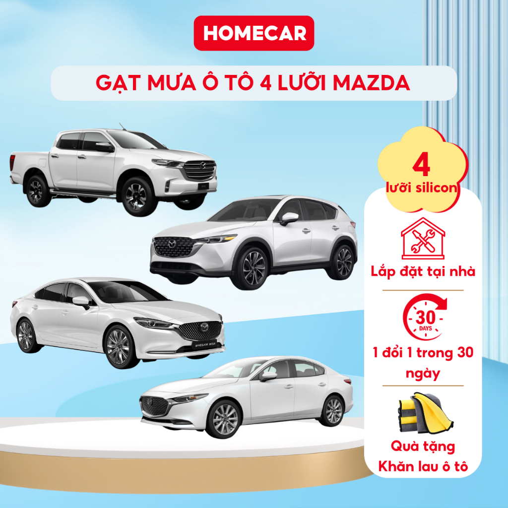 Gạt Mưa Mazda 4 Lưỡi Phụ Kiện Ô Tô Chất Lượng Cao Giá Tốt, Phù Hợp Mazda 2, 3, 6, CX-5, CX-8, BT 50