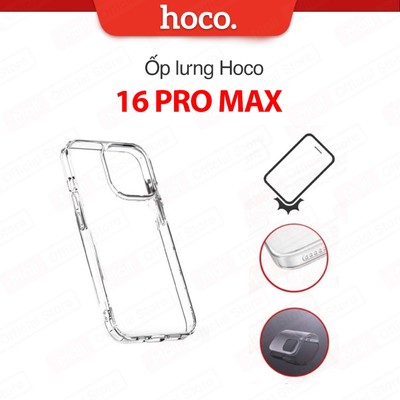 Ốp lưng Hoco cho ip 16 Pro Max TPU độ đàn hồi cao dẻo trong suốt mỏng cực bền