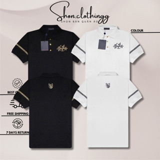 Áo Polo Louis Vuitton QC Thêu Logo Ngự Tay Phối Cúc Vàng- Áo Polo Nam Nữ Thêu Basic Hot Trend 2025