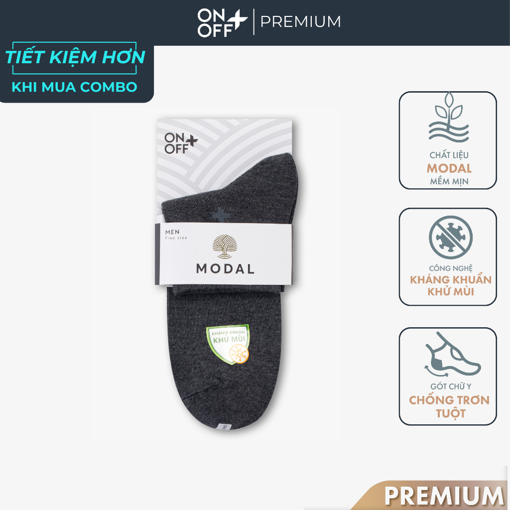 Tất vớ nam modal cổ ngắn ONOFF PREMIUM mềm mượt công nghệ Ultra fresh kháng khuẩn khử mùi 18AE22A164