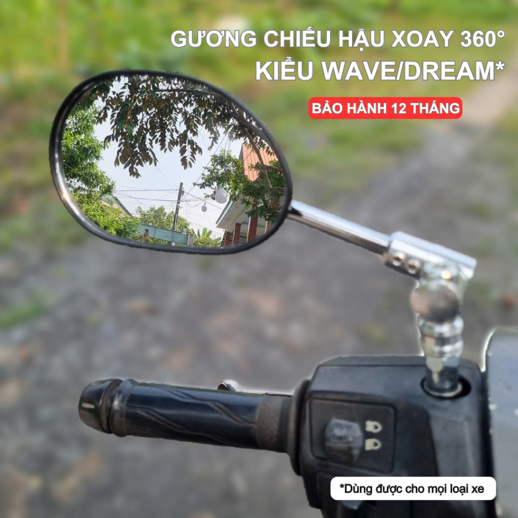 Gương Chiếu Hậu Xe Máy Xoay 360 độ WAVE DREAM Kính Chiếu Hậu Xe Máy xoay 360 độ, Kính Xe Máy Tiêu Ch