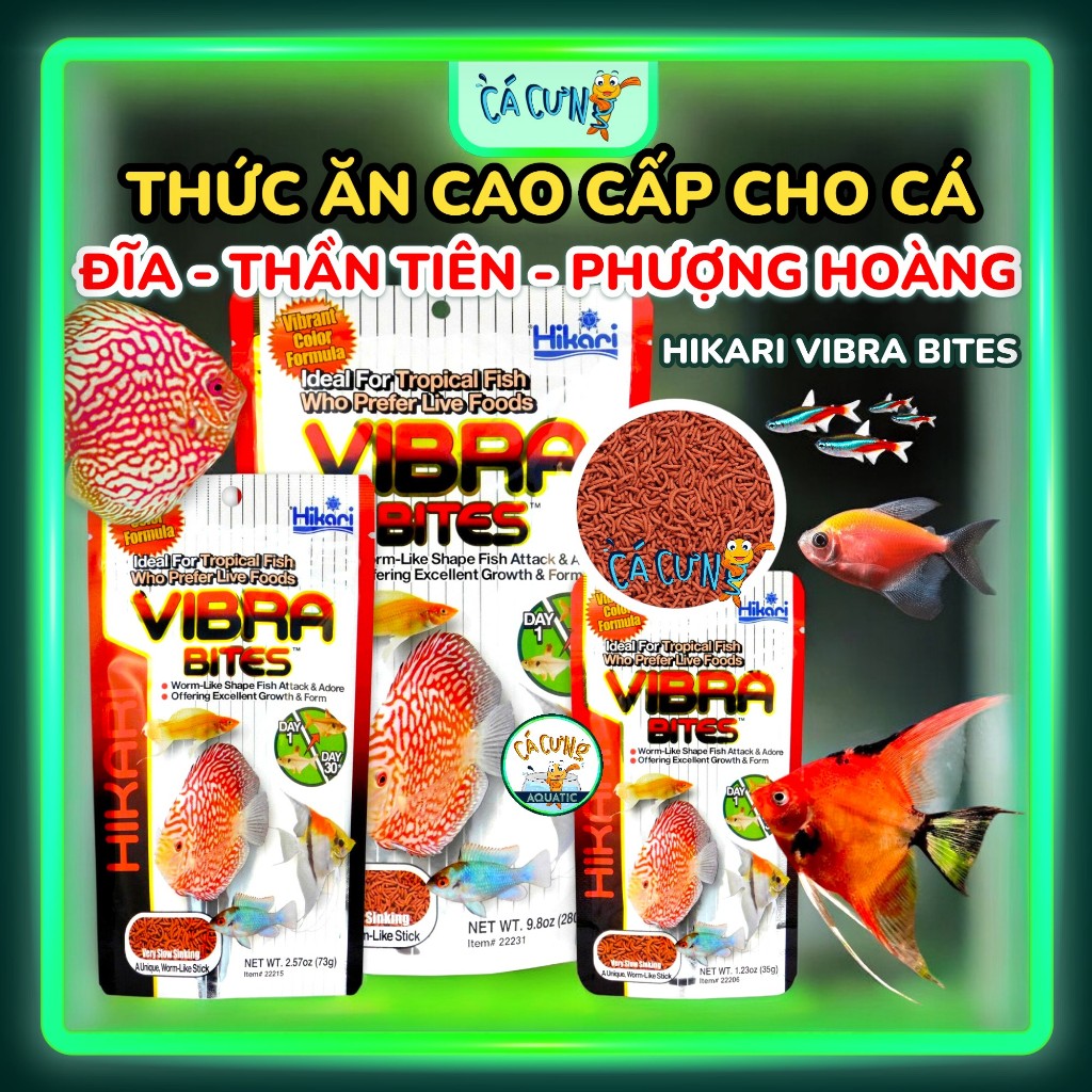 Thức ăn cá HIKARI VIBRA BITES - Thức ăn tăng màu cho cá Đĩa, Ông Tiên, Cầu Vồng & Cá nhiệt đới (CTY)