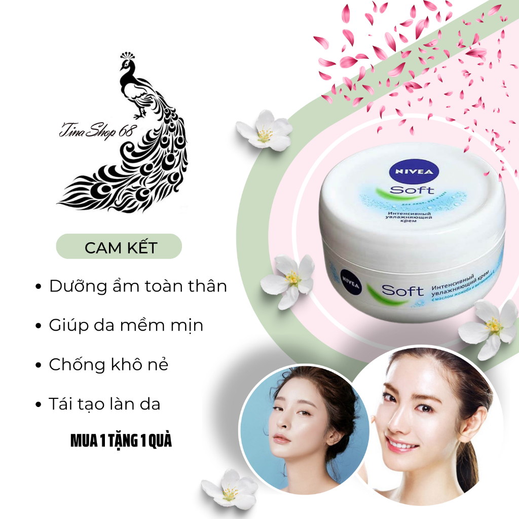 Kem dưỡng ẩm Nivea Soft 200ml Dưỡng Ẩm Nivea Dưỡng Sáng Mịn Da hiệu quả nhanh chóng