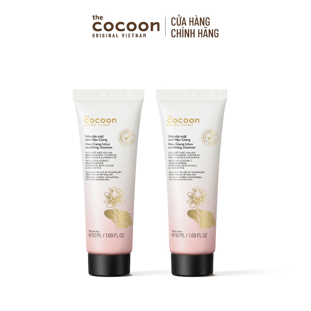 HÀNG TẶNG KHÔNG BÁN - Combo 2 Trial size - Sữa rửa mặt sen Hậu Giang Cocoon 50ml