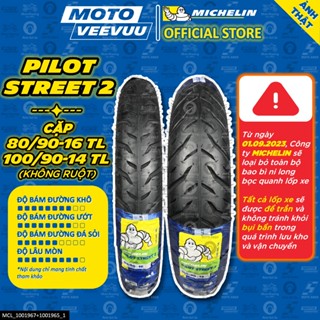   MTVV  CẶP VỎ LỐP xe máy MICHELIN PILOT STREET 2 80 90-16 & 100 90-14 TL SH MODE<END> 