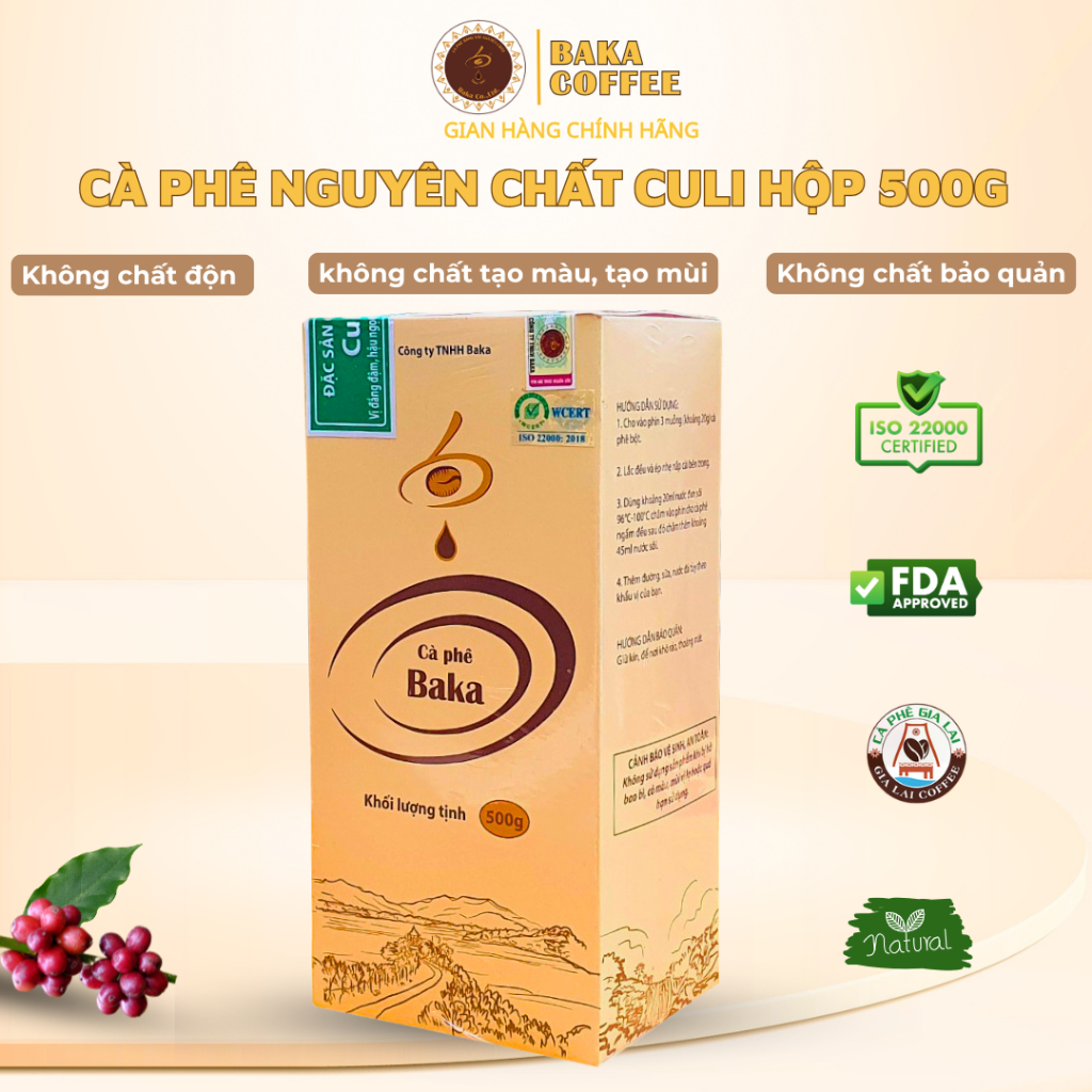 Cà Phê Nguyên Chất Baka - Culi (Hộp 500g)