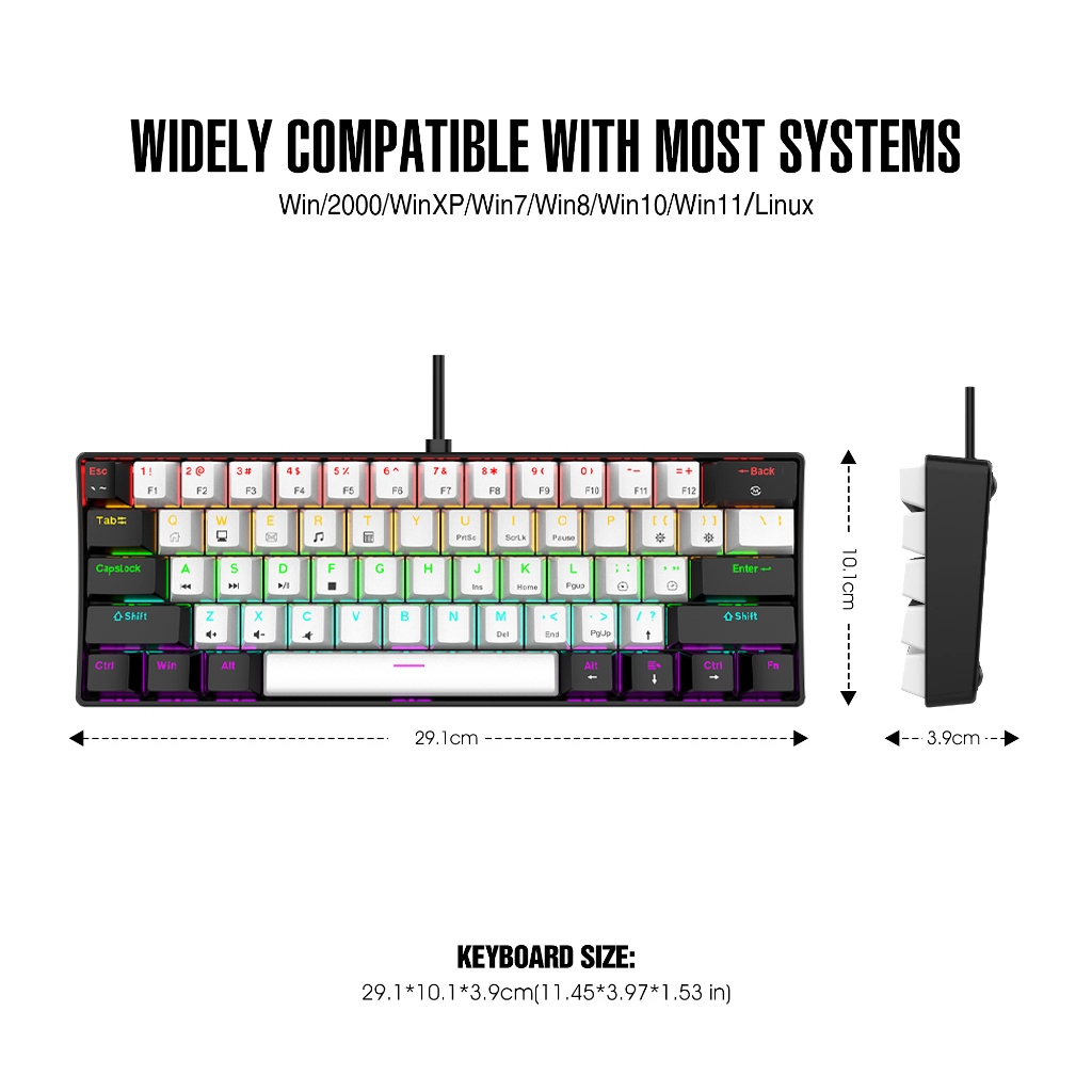 Bàn Phím Cơ Gaming Có Dây APAYADO Có Đèn RGB 61 Phím Công Tắc Xanh | BigBuy360 - bigbuy360.vn