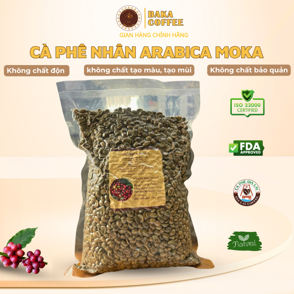 Cà Phê Nhân Arabica Moka Baka Coffee (Bì 1kg)