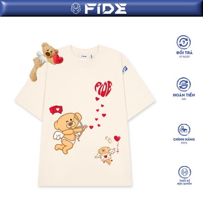 Áo thun FIDE JoyBear unisex form rộng local brand cổ tròn oversize - AT145 (Tặng gấu)
