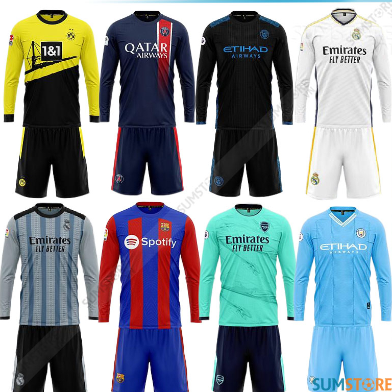 Quần Áo Bóng Đá Tay Dài Câu Lạc Bộ - Đồ Thể Thao Đá Banh Nam Nữ Dài Tay Thun Lạnh Cao Cấp