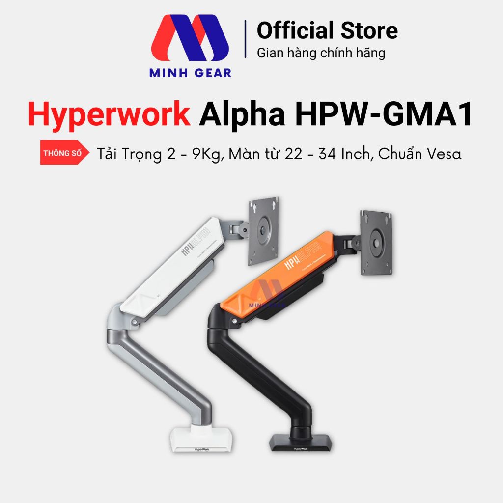 Giá treo / Arm màn hình HyperWork Alpha HPW GMA1 / Alpha Pro GMA02 (Hàng Chính Hãng)