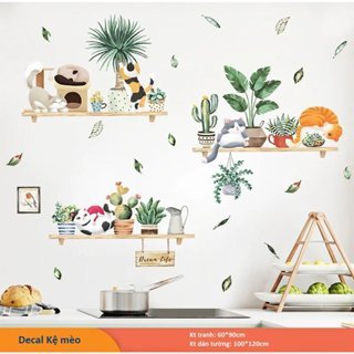 Decal Tranh dán tường động vật KỆ MÈO cho bé - Những chú MÈO dễ thương